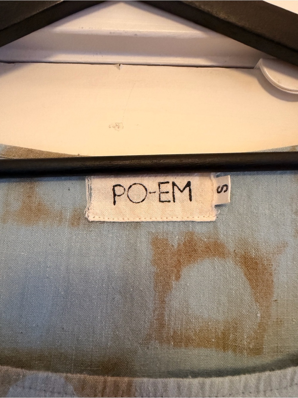 PO-EM Knee-length Dress in Light Blue and Olive Green, Small - Picture 4 of 4